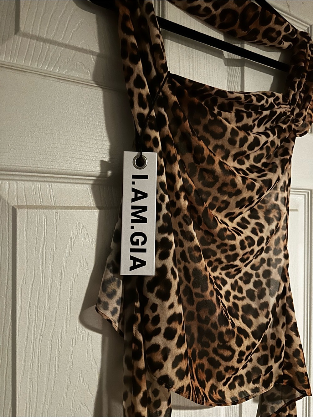 I.AM.GIA Leopard Print Satin Top - Brown & Black